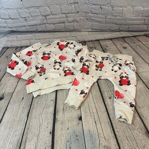 Bums & Roses Panda Heart Pattern Jogger Set